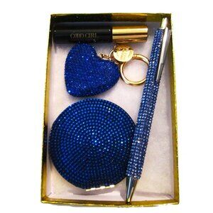 Crystal Heart Keychain,Compact Mirror Ink Pen & Carolina Herrera Good Girl Scent
